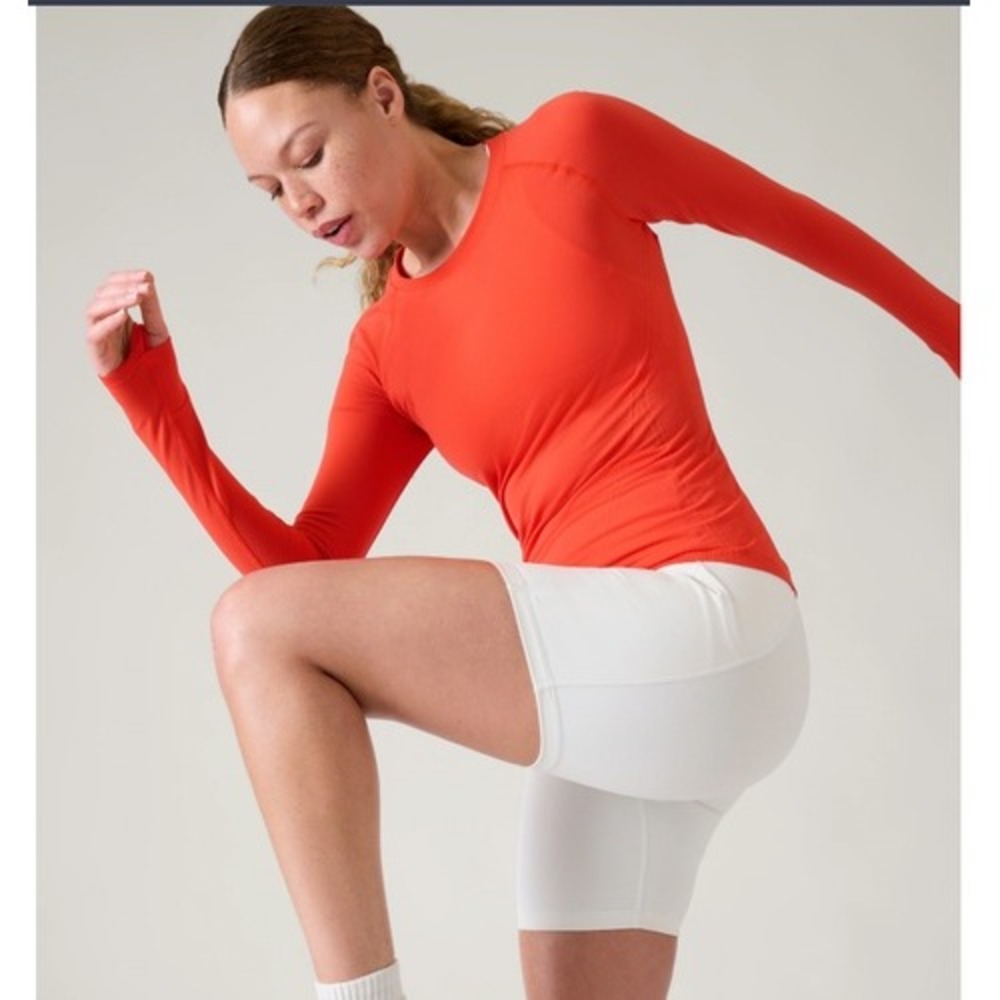 Athleta Criss‎ Cross Top Long Sleeve Womens Size S Orange Activewear Casual